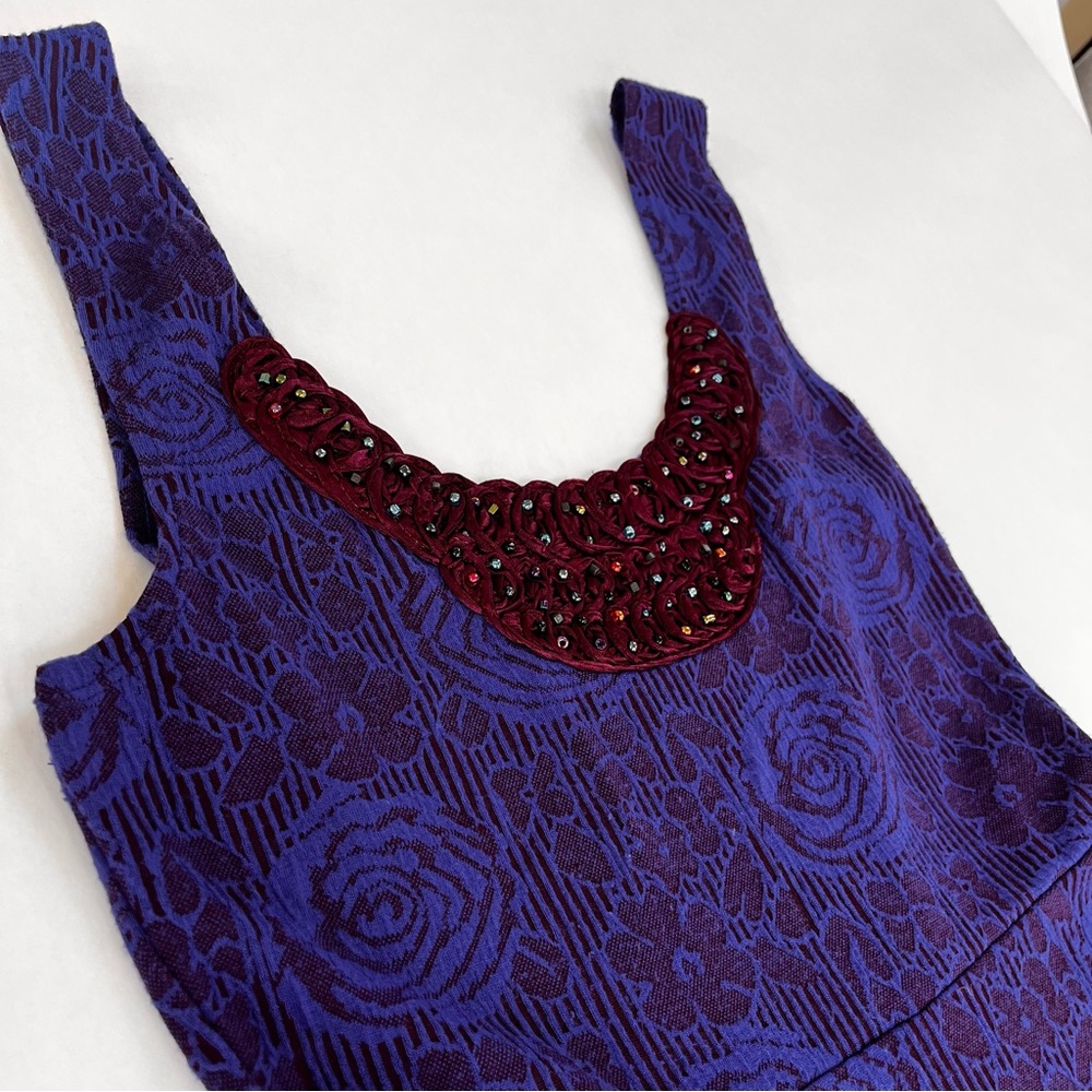 Free People Blue and Burgundy beaded dress